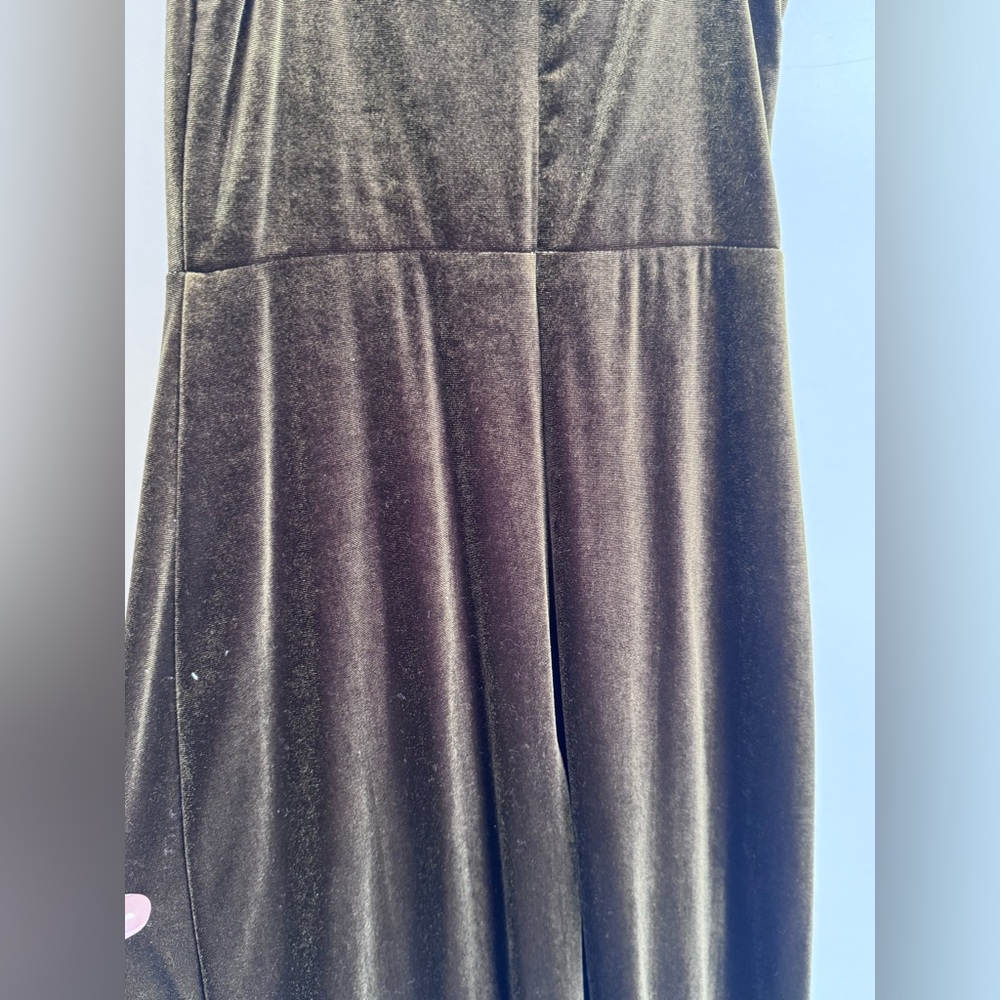 Taylor Women Dress Sz 2 Crushed Velvet Green‎ Witchy Whimsigoth Maxi HOCO Maxi - Picture 9 of 11